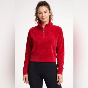 Kyodan Velour Half Zip Pullover Cherry Red Women’s Medium. BNWT